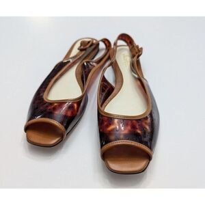 Lela Rose Women's Size 9.5 Slingback Peeptoe Torquiose Square Toed Shoe